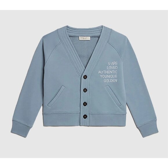 Golden Goose Journey Bead Embroidered Girls Cardigan Sweater Blue